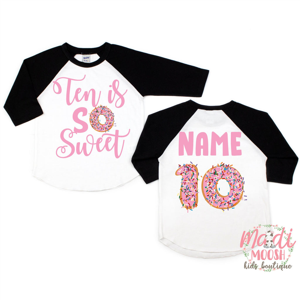 10th Birthday Donut Shirt for Girls – Sweet Tenth Birthday Tee – Donut Party Birthday Outfit & Gift