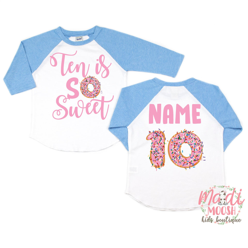 10th Birthday Donut Shirt for Girls – Sweet Tenth Birthday Tee – Donut Party Birthday Outfit & Gift