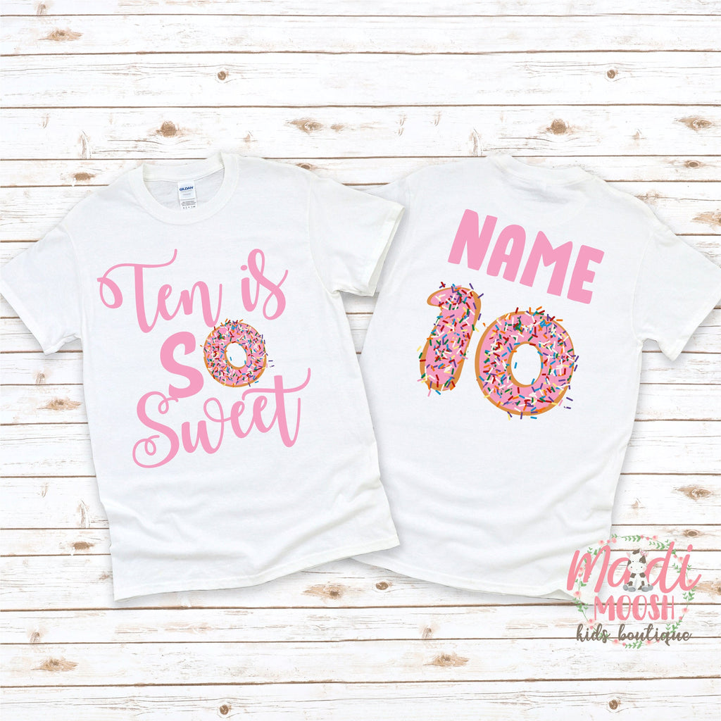 10th Birthday Donut Shirt for Girls – Sweet Tenth Birthday Tee – Donut Party Birthday Outfit & Gift