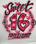 Airbrush T-Shirt - Sweet 16 - Heart Shaped - You choose colors