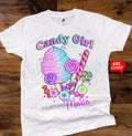Personalized Rainbow Candy Girl T-shirt, Sweet Tooth, Sweets Candies Lover, Fair Party Carnival Birthday, Kids Toddler Youth and Adult