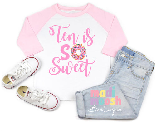 10th Birthday Donut Shirt for Girls – Sweet Tenth Birthday Tee – Donut Party Birthday Outfit & Gift