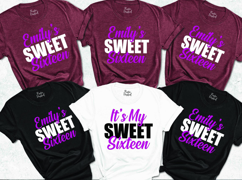 Sweet Sixteen Shirts,Custom Name Birthday Shirt,16th Birthday Matching Party Shirts,Gift For Birthday,Sweet 16 Shirt, Sweet Sixteen Gift