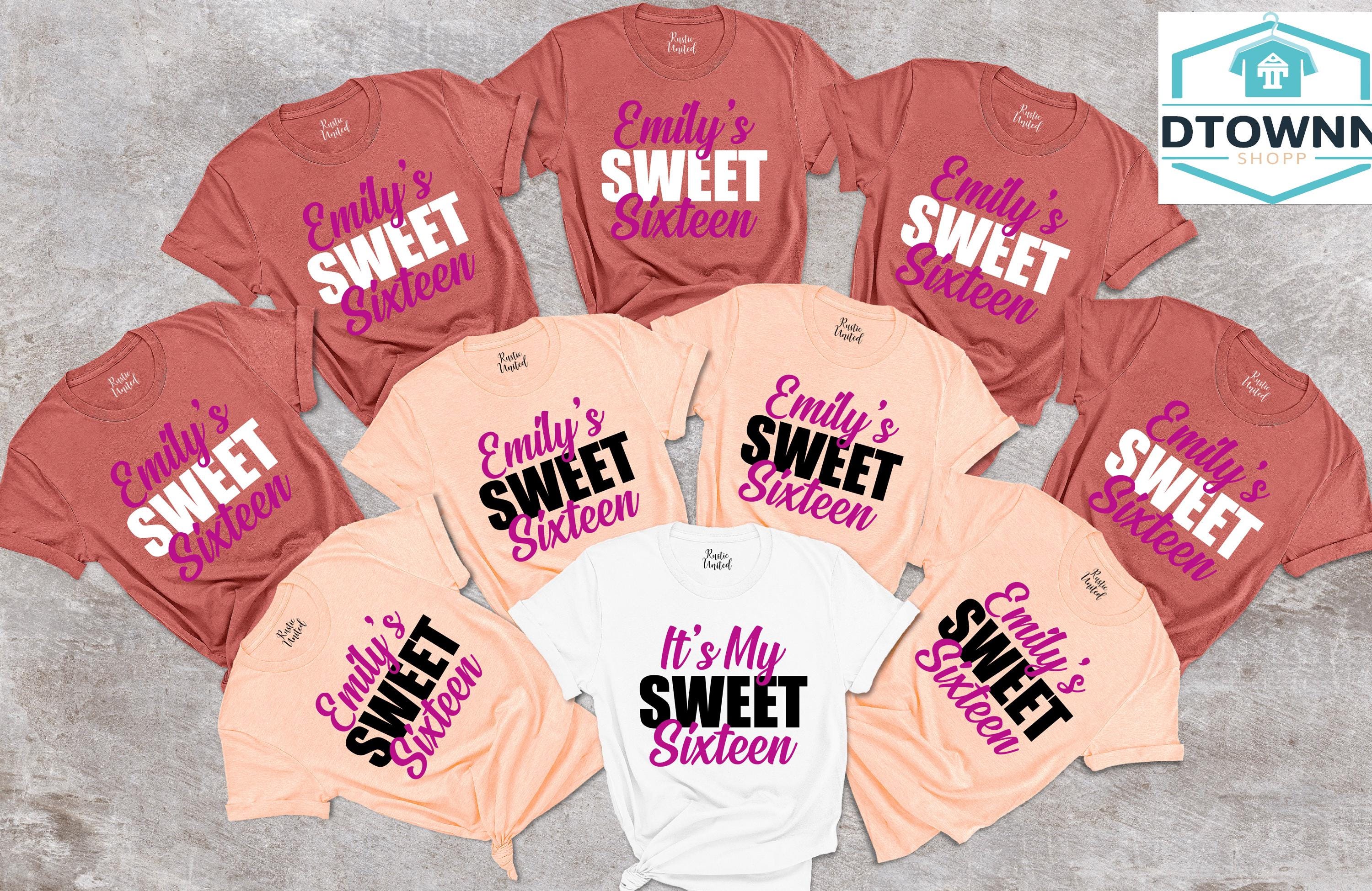 Sweet Sixteen Shirts,Custom Name Birthday Shirt,16th Birthday Matching Party Shirts,Gift For Birthday,Sweet 16 Shirt, Sweet Sixteen Gift