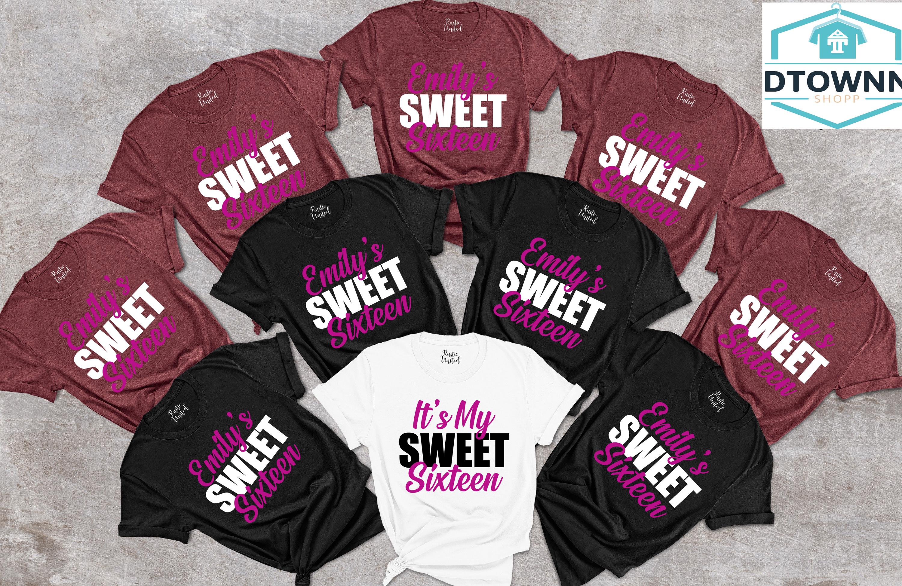 Sweet Sixteen Shirts,Custom Name Birthday Shirt,16th Birthday Matching Party Shirts,Gift For Birthday,Sweet 16 Shirt, Sweet Sixteen Gift