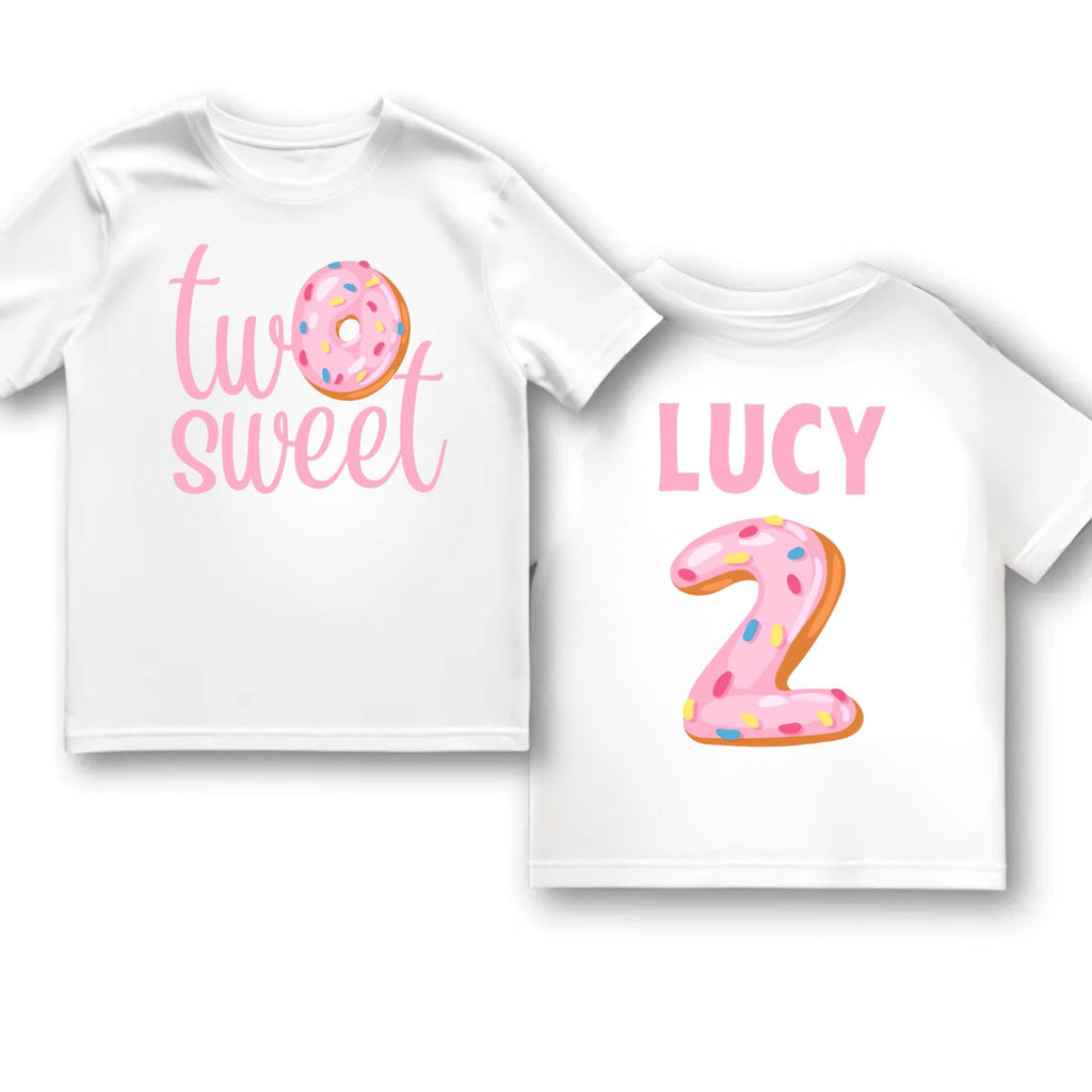 Two Sweet Donut 2nd Birthday Shirt, Toddler Girl Party Outfit