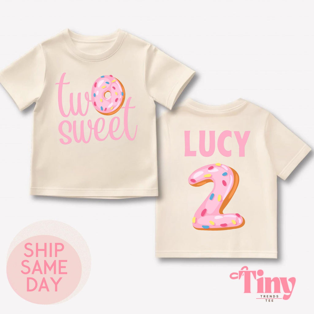Two Sweet Donut 2nd Birthday Shirt, Toddler Girl Party Outfit