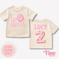 Two Sweet Donut 2nd Birthday Shirt, Toddler Girl Party Outfit