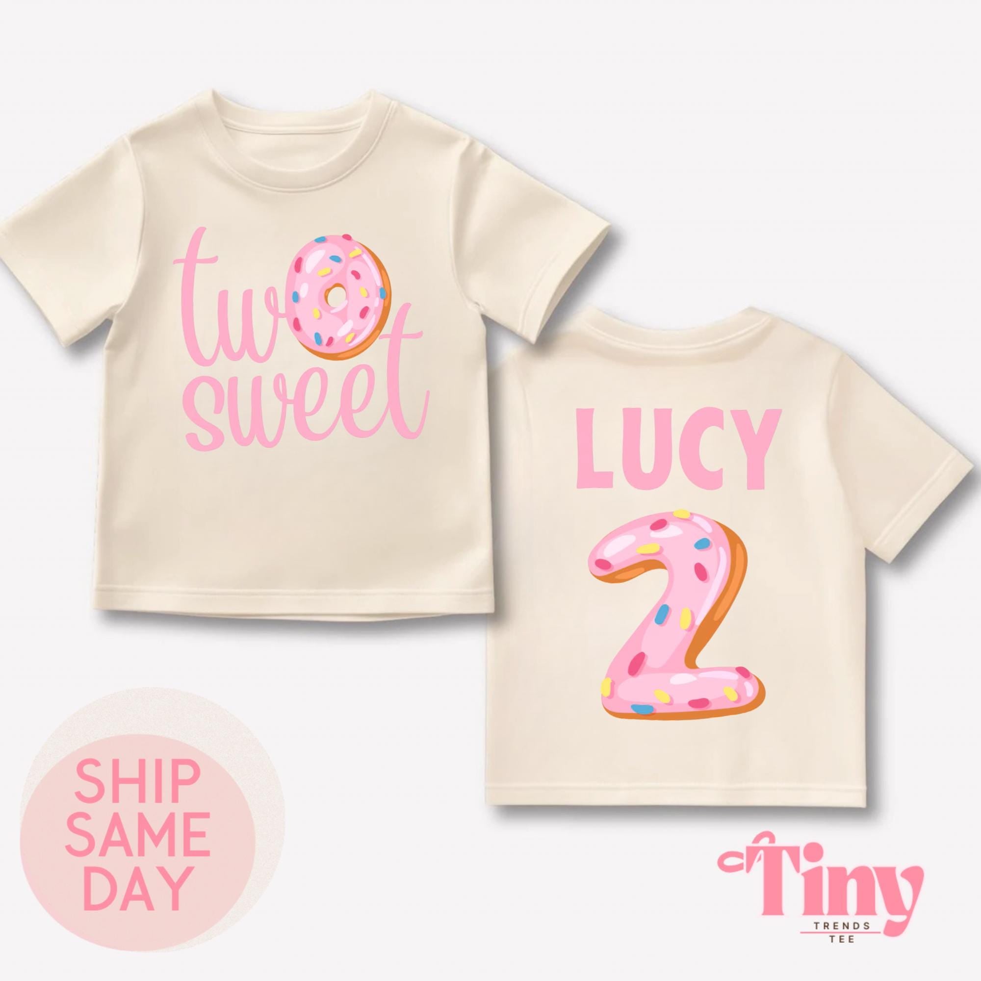 Two Sweet Donut 2nd Birthday Shirt, Toddler Girl Party Outfit
