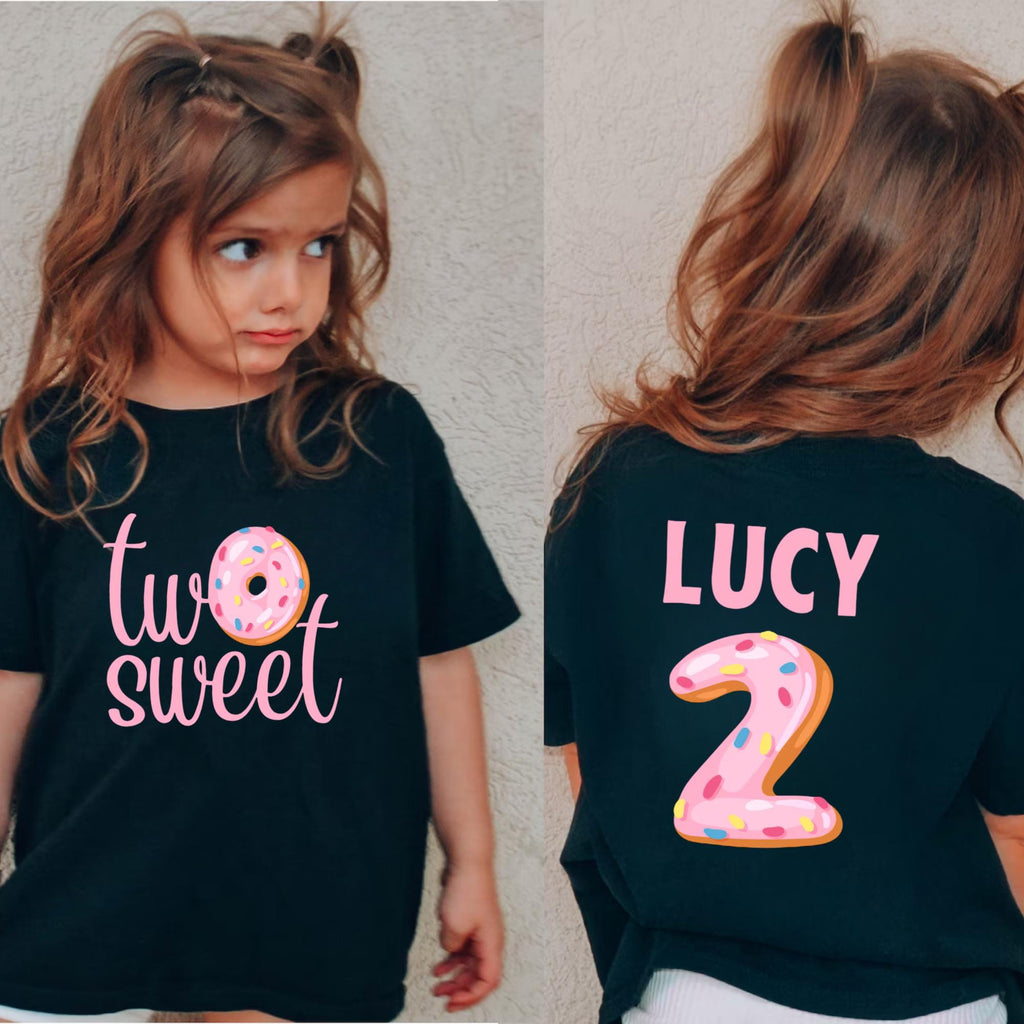 Two Sweet Donut 2nd Birthday Shirt, Toddler Girl Party Outfit