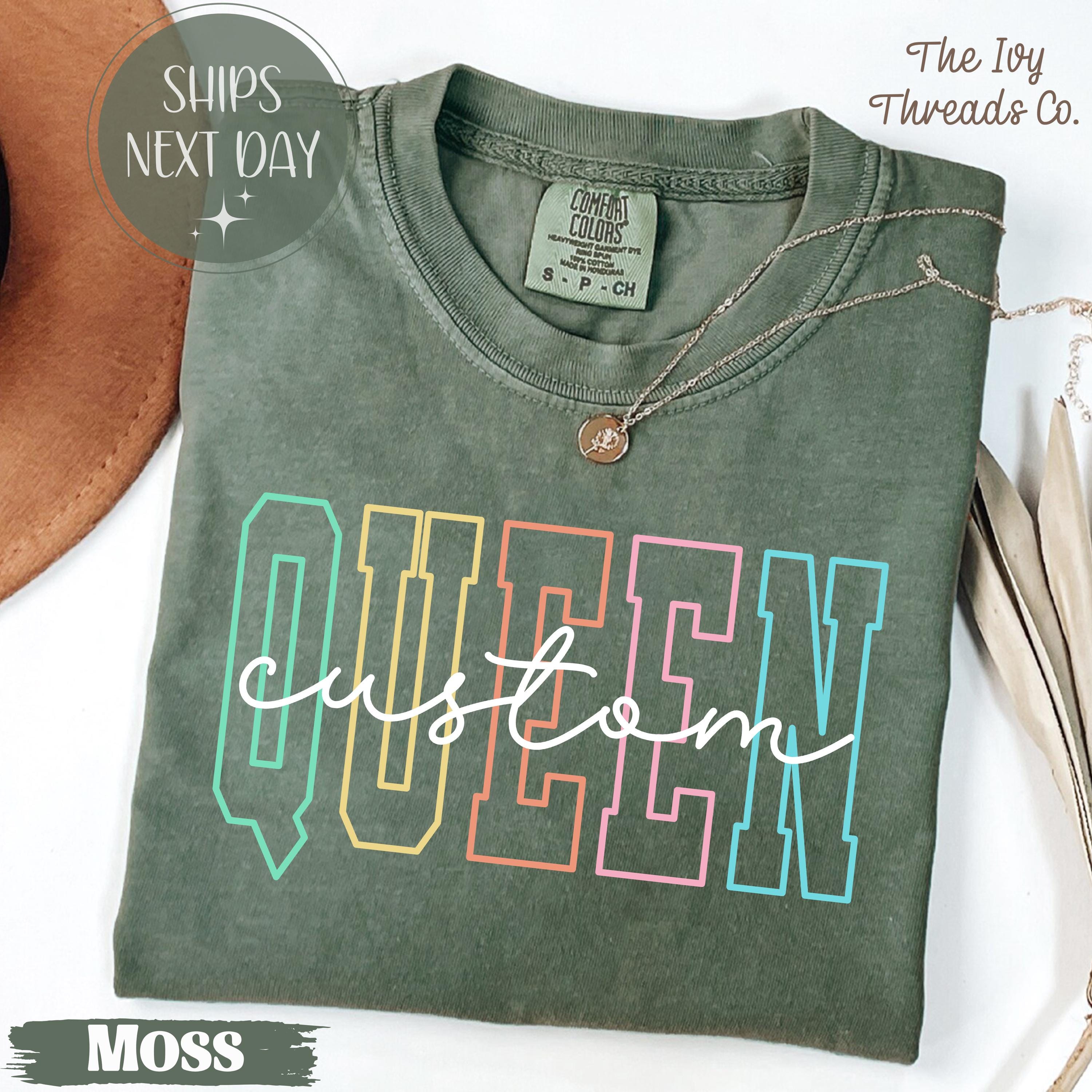 Custom Queen Crown Comfort Colors Shirt or Sweatshirt: Personalized Birthday Gift