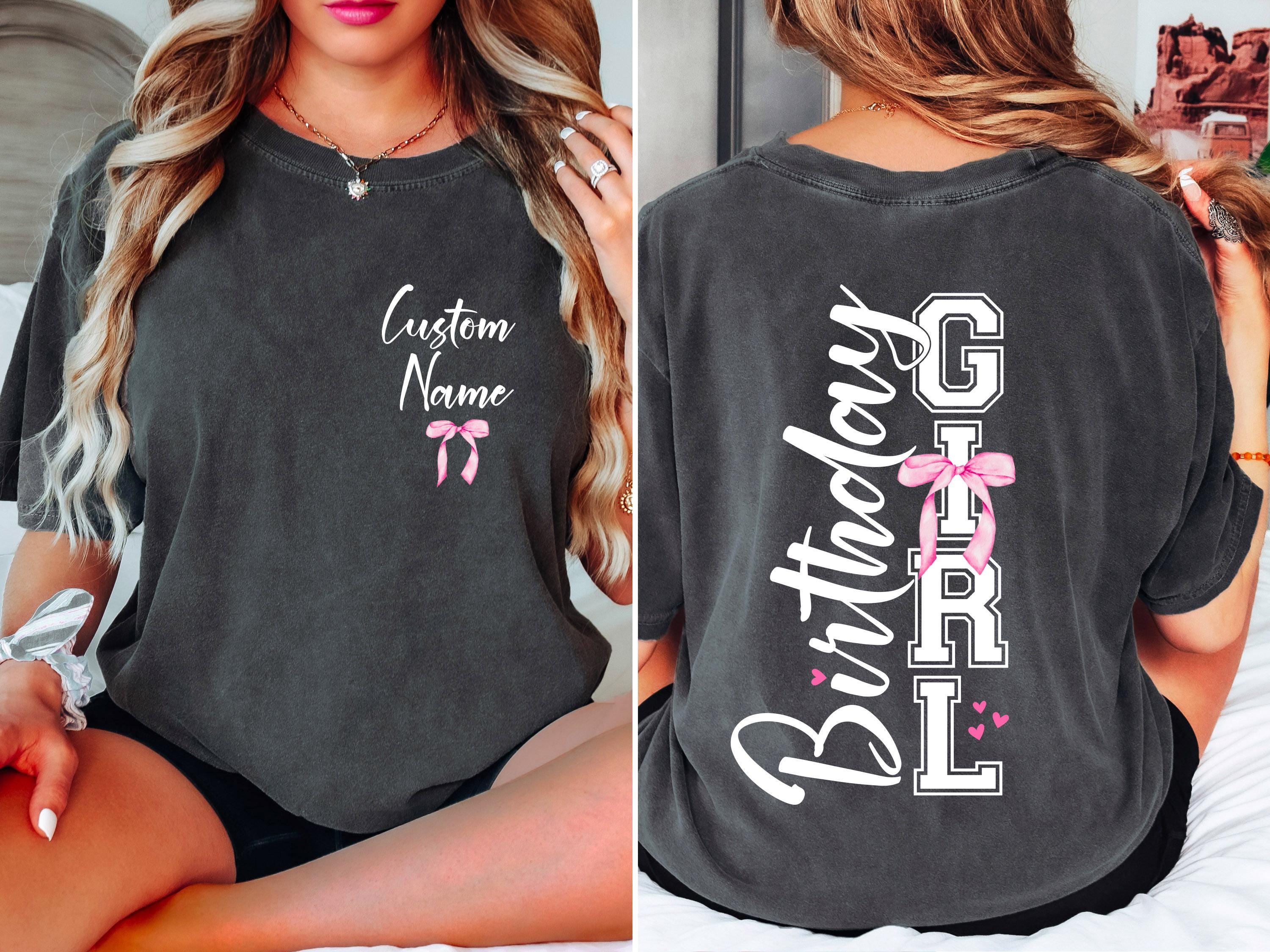 Custom Birthday Girl Shirt,Birthday Girl Tee,Personalized Birthday Girl Party Gift,Preppy Coquette Bow Birthday Tee,Personalized Tshirt