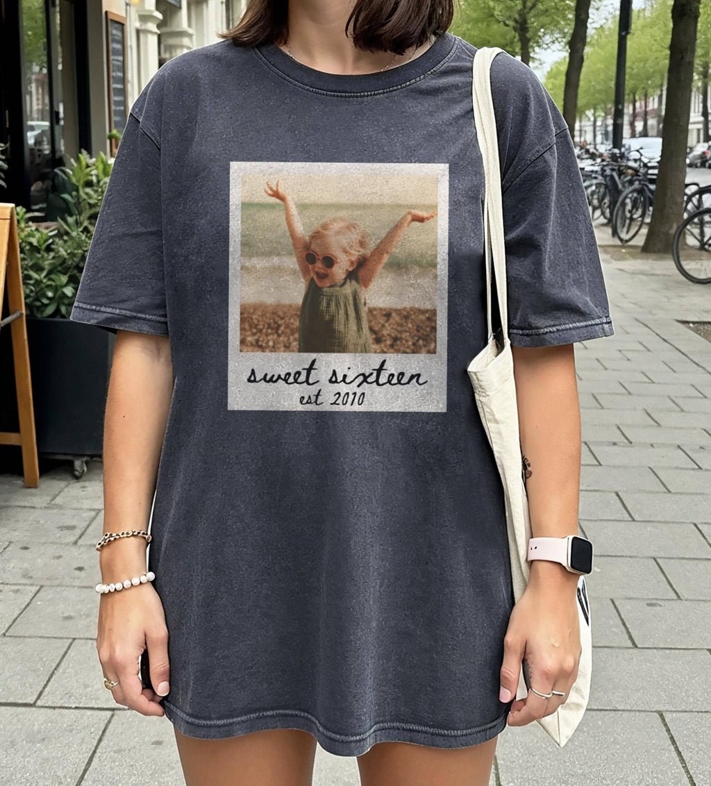 Custom Sweet Sixteen Photo Shirt | Personalized 16th Birthday Gift | Vintage Photo Keepsake Tee | Comfort Colors Custom Photo Shirt