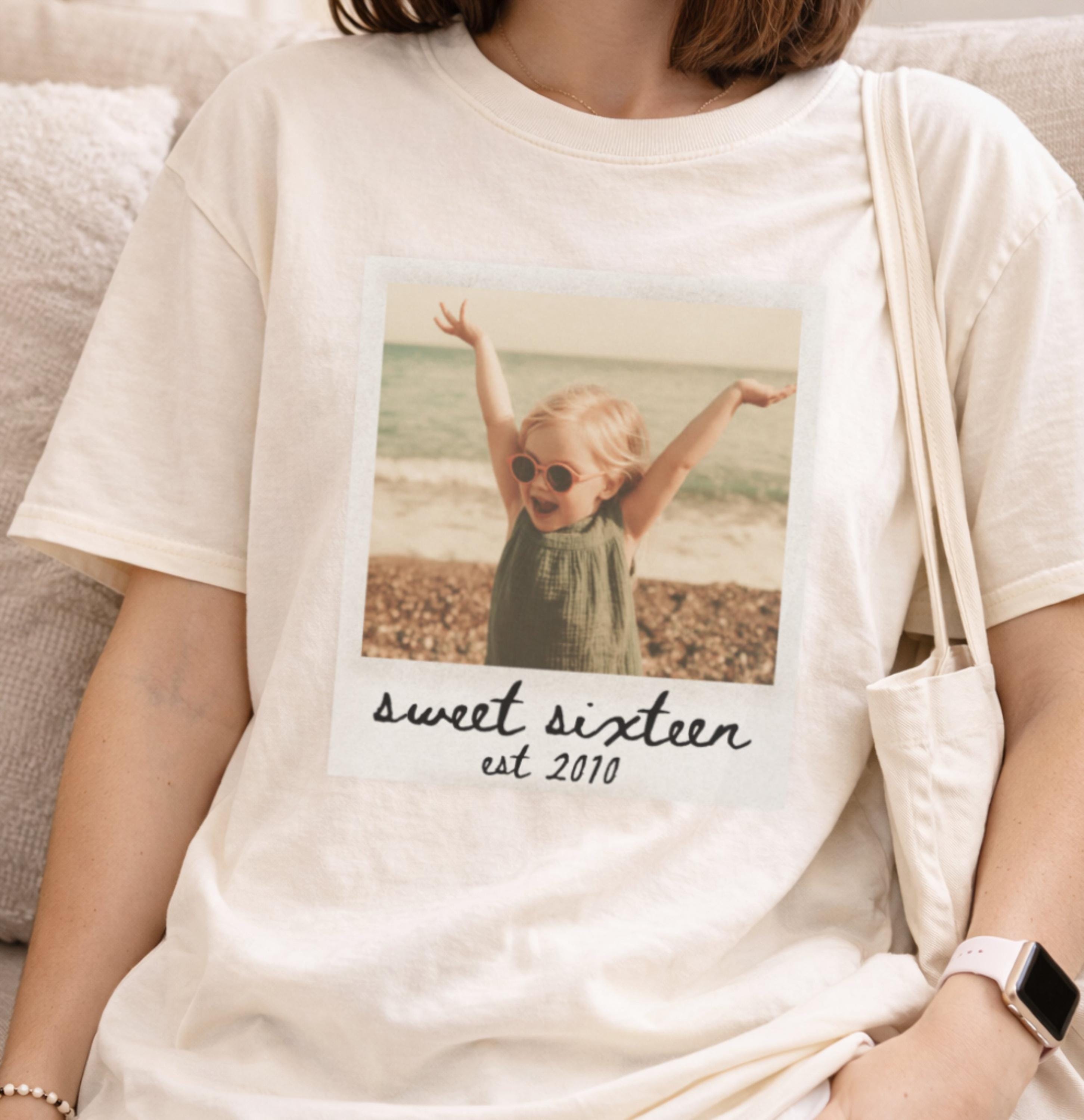 Custom Sweet Sixteen Photo Shirt | Personalized 16th Birthday Gift | Vintage Photo Keepsake Tee | Comfort Colors Custom Photo Shirt
