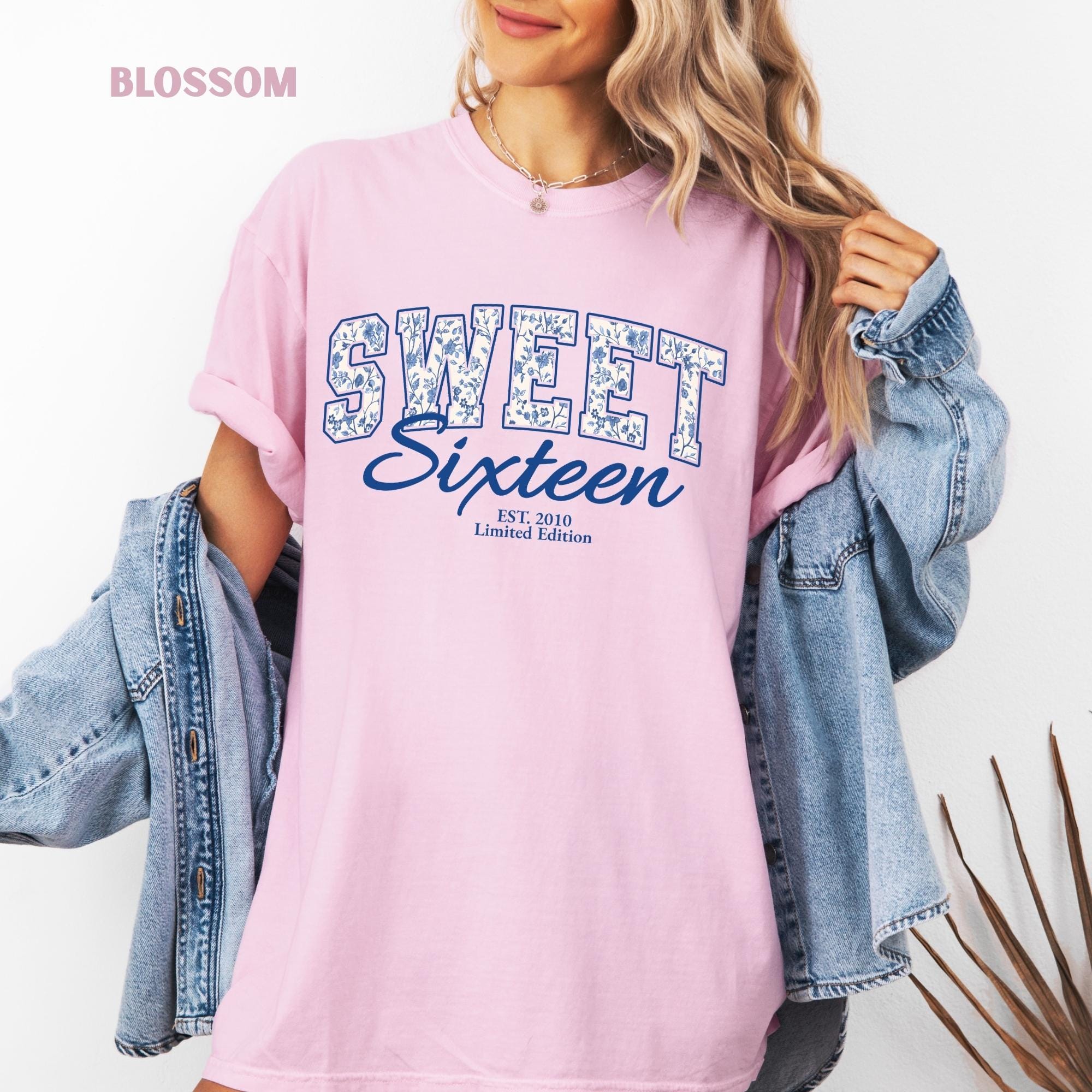 Comfort Colors® Sweet Sixteen Shirt, Retro Blue Sweet Sixteen Shirt, Sweet 16 Gifts For Girls, 16th Birthday Shirt, 2010 Birthday Gift