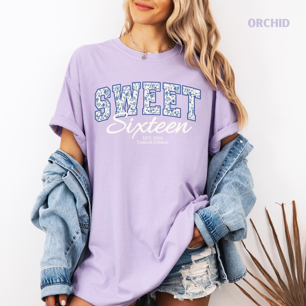 Comfort Colors® Sweet Sixteen Shirt, Retro Blue Sweet Sixteen Shirt, Sweet 16 Gifts For Girls, 16th Birthday Shirt, 2010 Birthday Gift