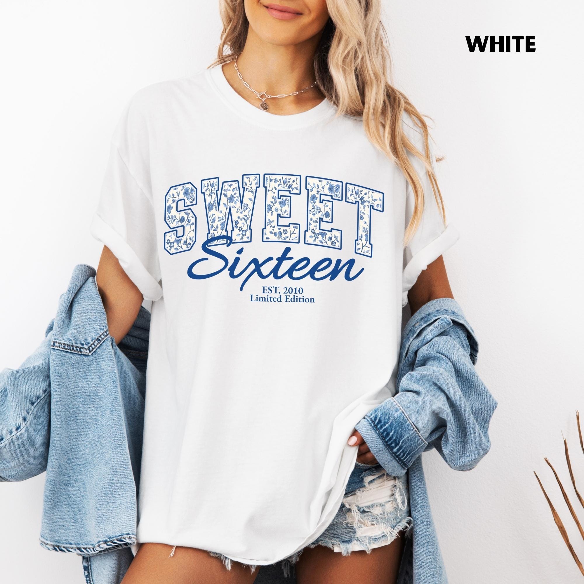 Comfort Colors® Sweet Sixteen Shirt, Retro Blue Sweet Sixteen Shirt, Sweet 16 Gifts For Girls, 16th Birthday Shirt, 2010 Birthday Gift