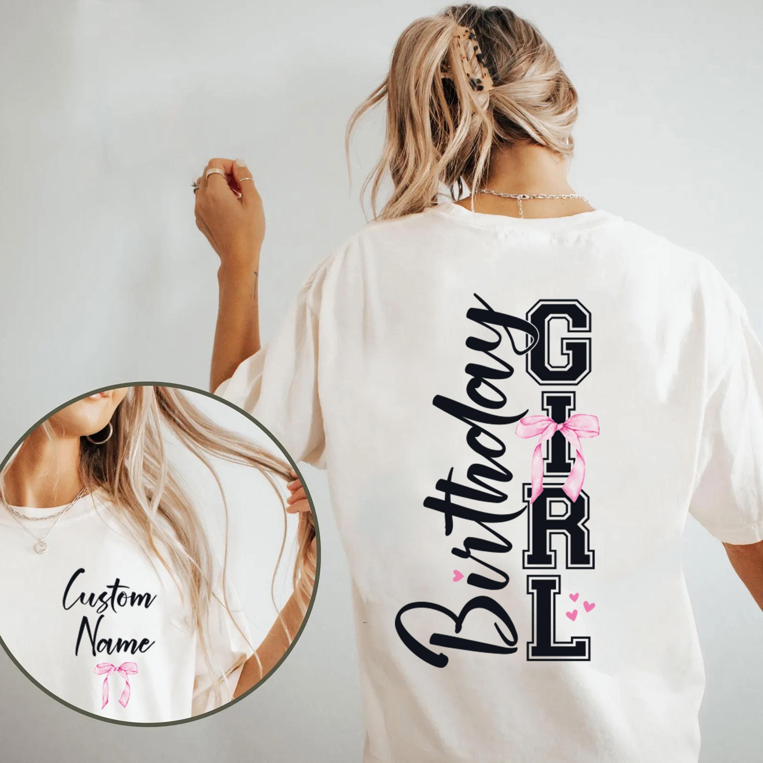 Custom Birthday Girl Shirt,Birthday Girl Tee,Personalized Birthday Girl Party Gift,Preppy Coquette Bow Birthday Tee,Personalized Tshirt