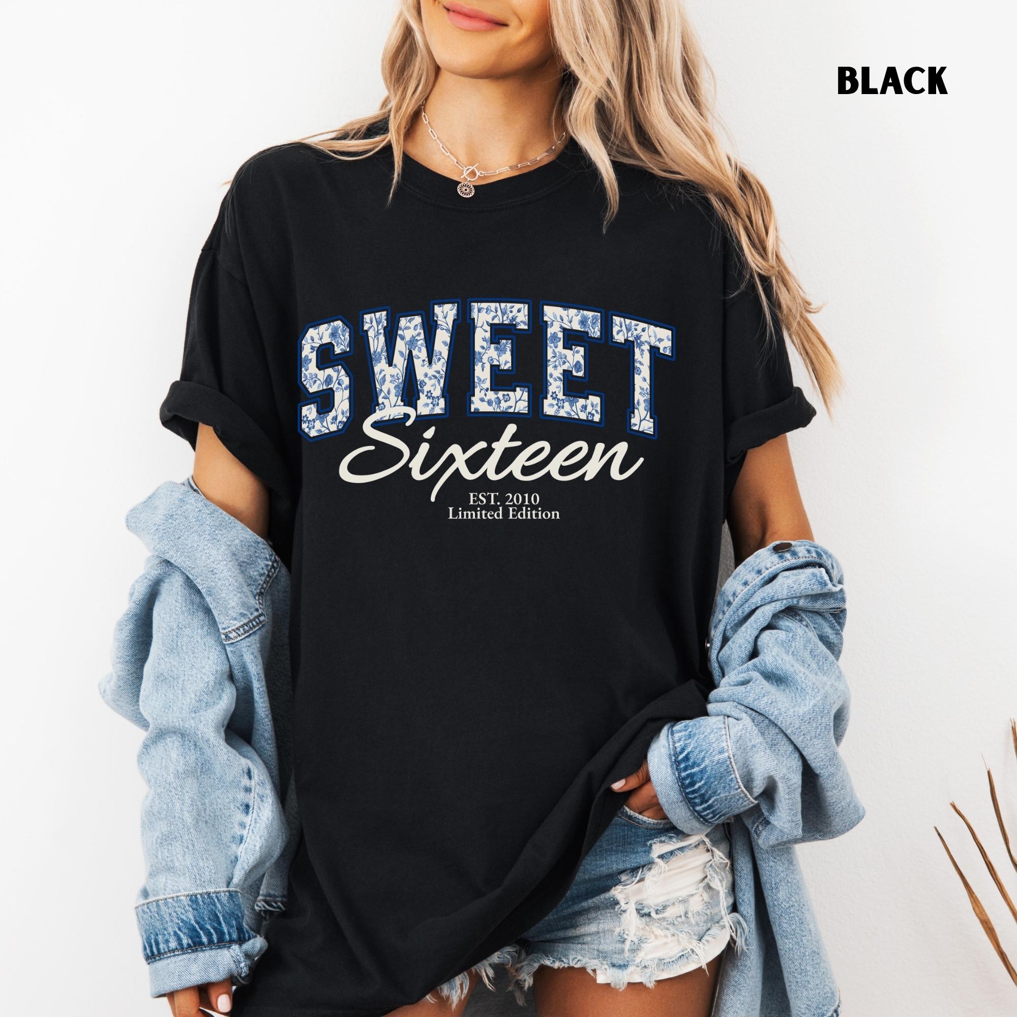 Comfort Colors® Sweet Sixteen Shirt, Retro Blue Sweet Sixteen Shirt, Sweet 16 Gifts For Girls, 16th Birthday Shirt, 2010 Birthday Gift