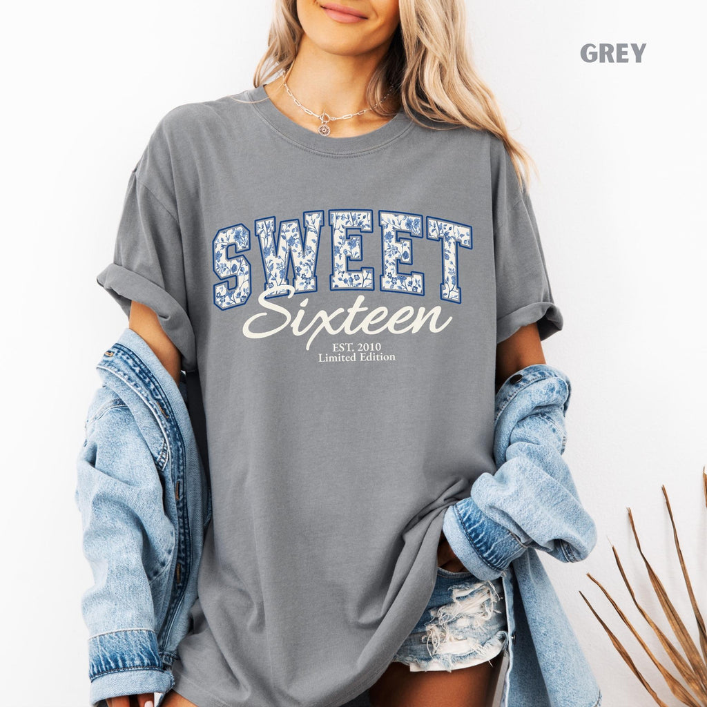Comfort Colors® Sweet Sixteen Shirt, Retro Blue Sweet Sixteen Shirt, Sweet 16 Gifts For Girls, 16th Birthday Shirt, 2010 Birthday Gift