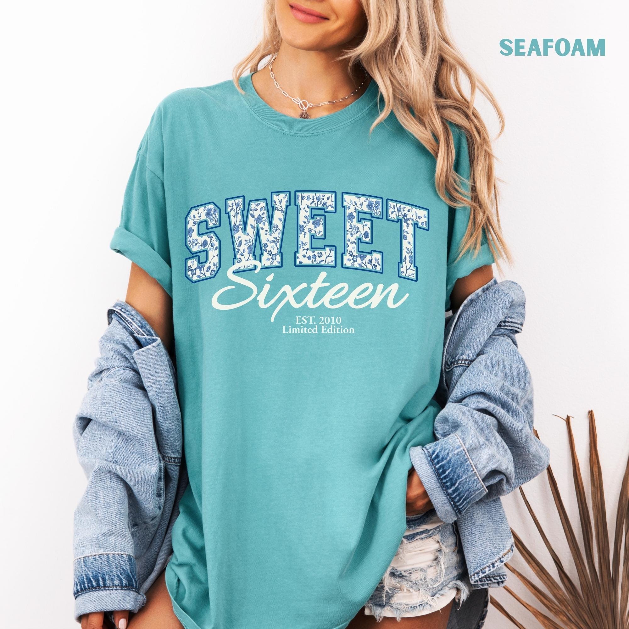 Comfort Colors® Sweet Sixteen Shirt, Retro Blue Sweet Sixteen Shirt, Sweet 16 Gifts For Girls, 16th Birthday Shirt, 2010 Birthday Gift