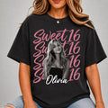 Sweet 16 Birthday Shirt with Custom Photo and Name, 16th Birthday Party Tee, Sweet Sixteen Gift for Her, Personalized Birthday Shirt