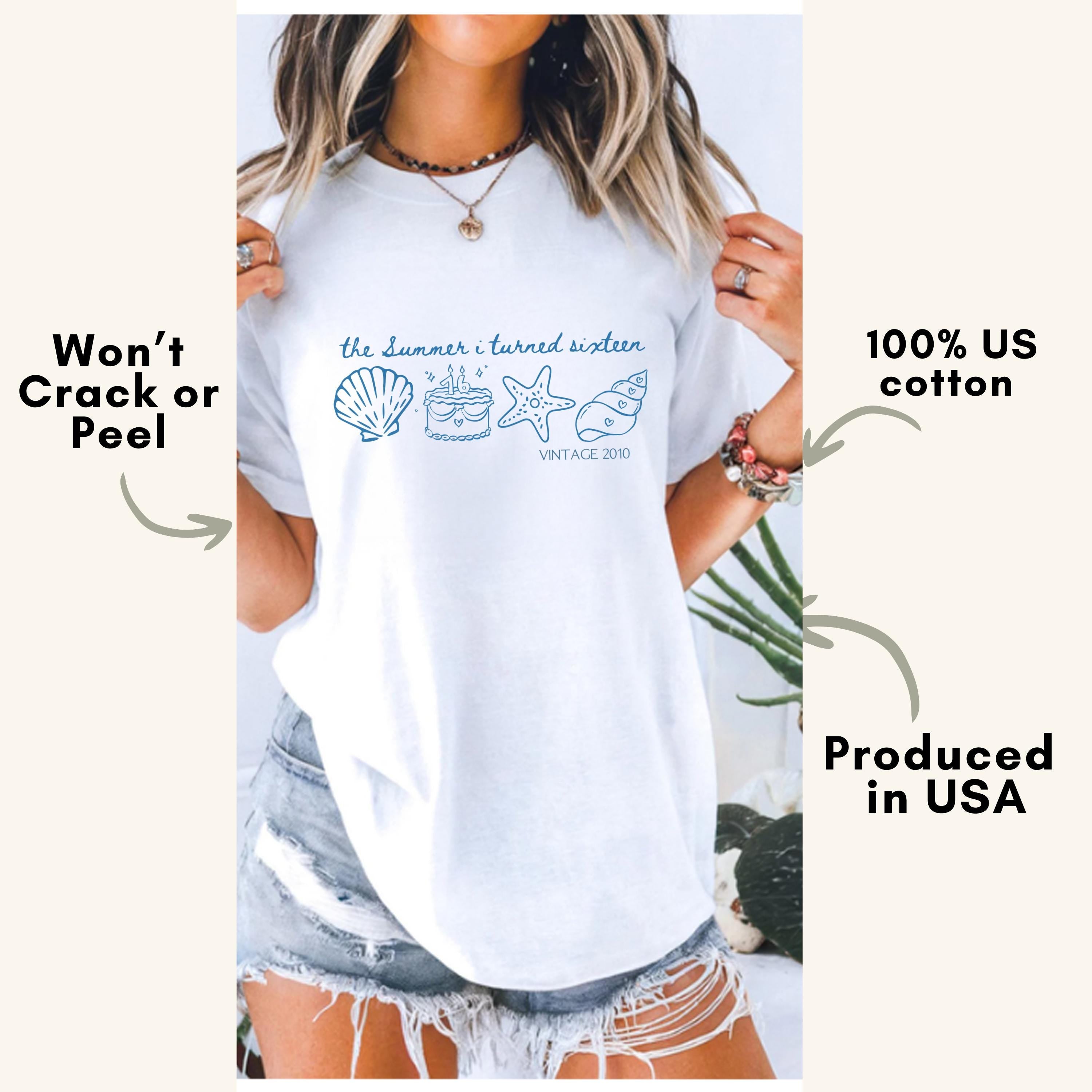 The Summer I Turned Sixteen Shirt, Vintage Birthday Tee,Custom Age Year Shirt,Beach Birthday Gift, Sweet 16 Party Shirt,Coastal Birthday Tee
