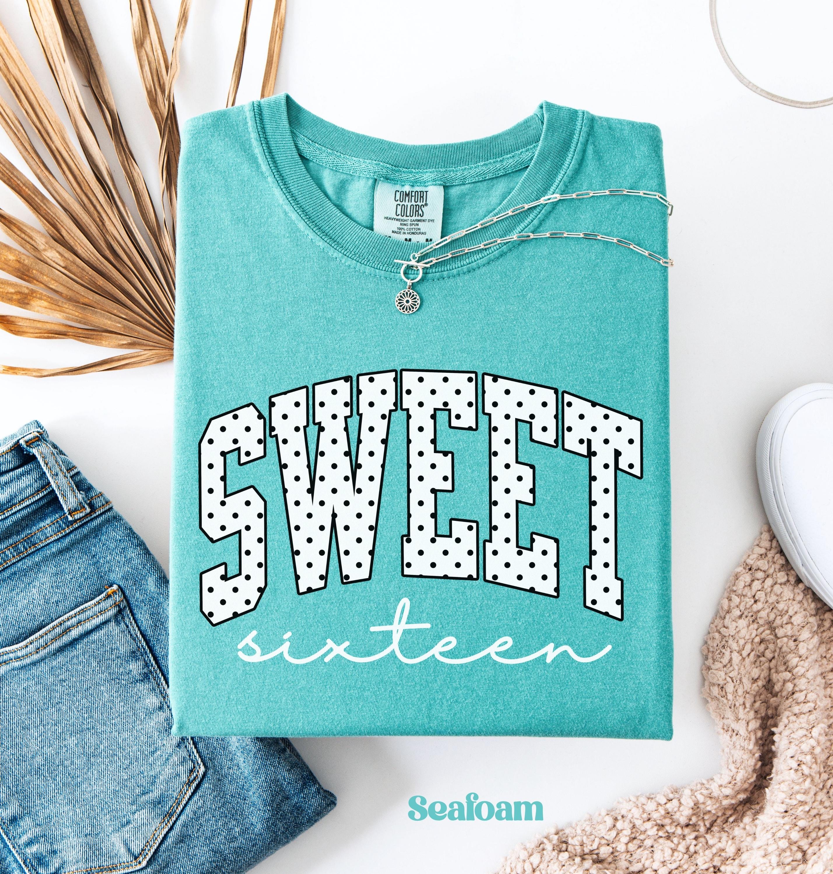 Polka Dot Sweet Sixteen Shirt, Comfort Colors® 16th Birthday Shirt, Girls Birthday Party Shirt, 16th Birthday Trip Shirt, Gift for Teen Girl