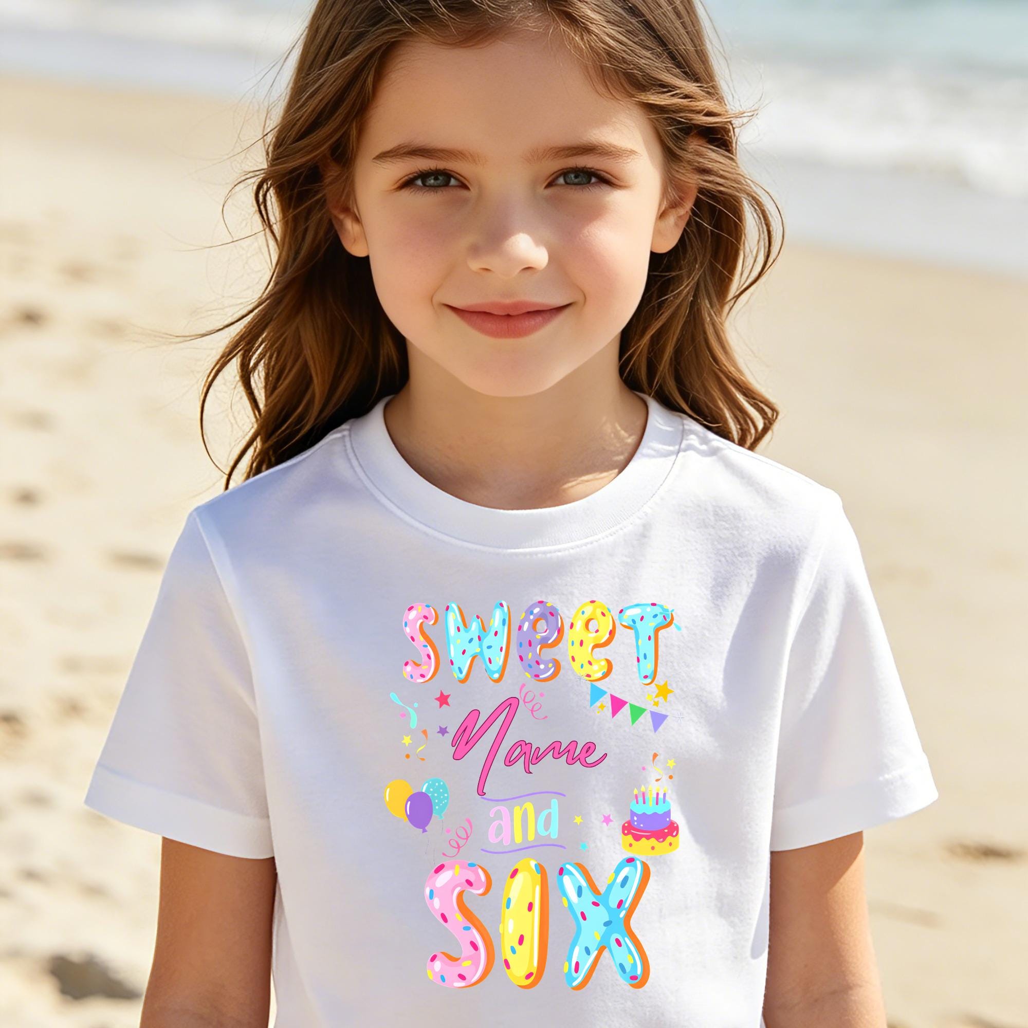 Sweet Age Birthday Shirt,Personalized Name Birthday Tee,6th Birthday Girl Shirt,Custom Birthday Outfit for Girls,Birthday Party T-Shirt