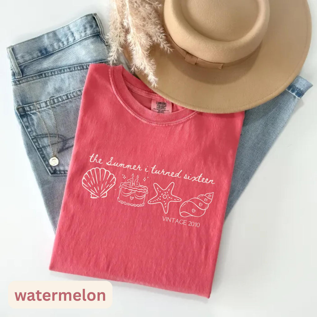 The Summer I Turned Sixteen Shirt, Vintage Birthday Tee,Custom Age Year Shirt,Beach Birthday Gift, Sweet 16 Party Shirt,Coastal Birthday Tee