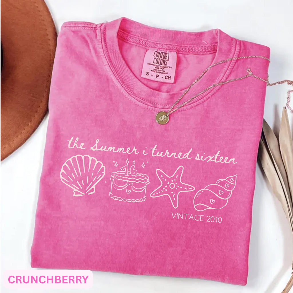 The Summer I Turned Sixteen Shirt, Vintage Birthday Tee,Custom Age Year Shirt,Beach Birthday Gift, Sweet 16 Party Shirt,Coastal Birthday Tee