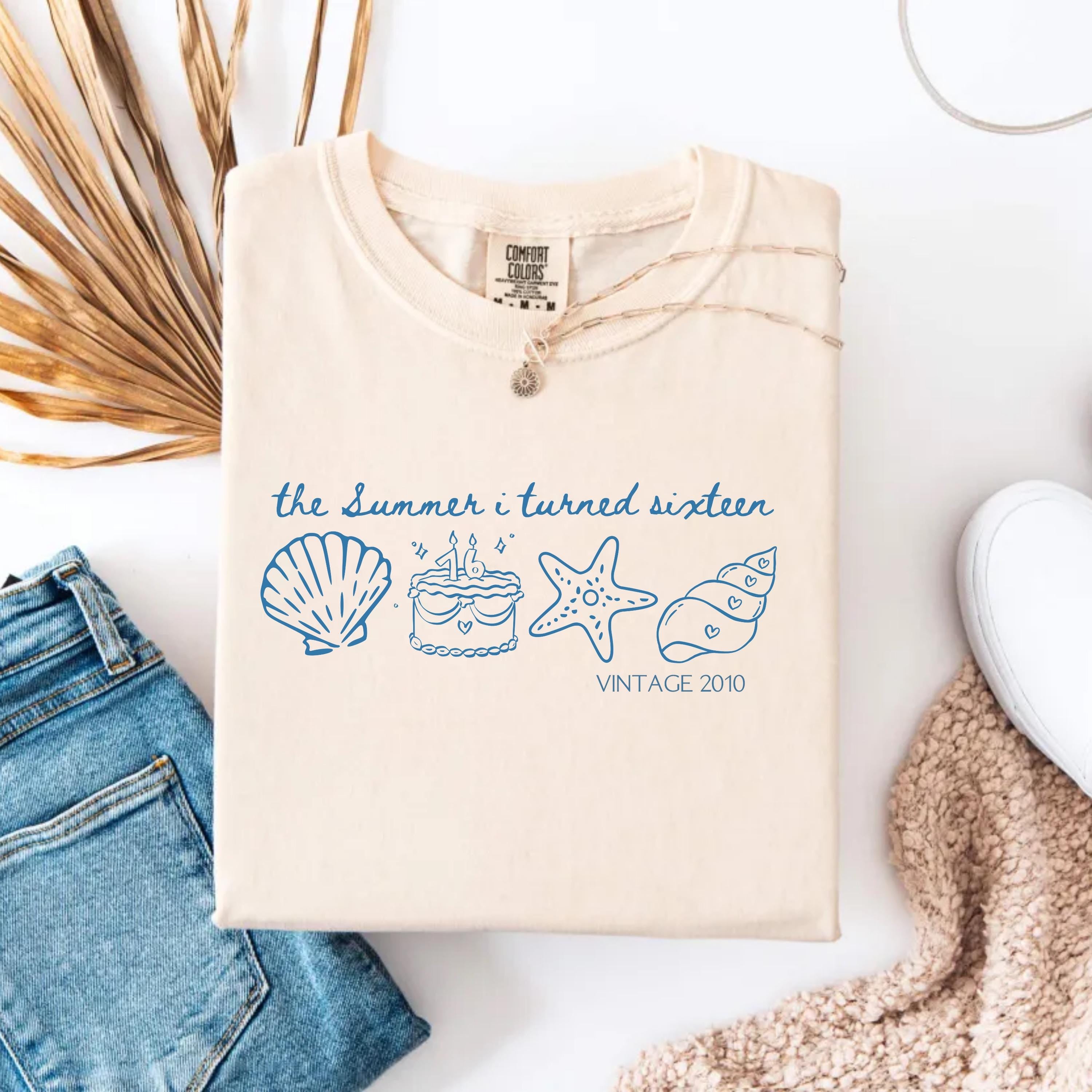 The Summer I Turned Sixteen Shirt, Vintage Birthday Tee,Custom Age Year Shirt,Beach Birthday Gift, Sweet 16 Party Shirt,Coastal Birthday Tee