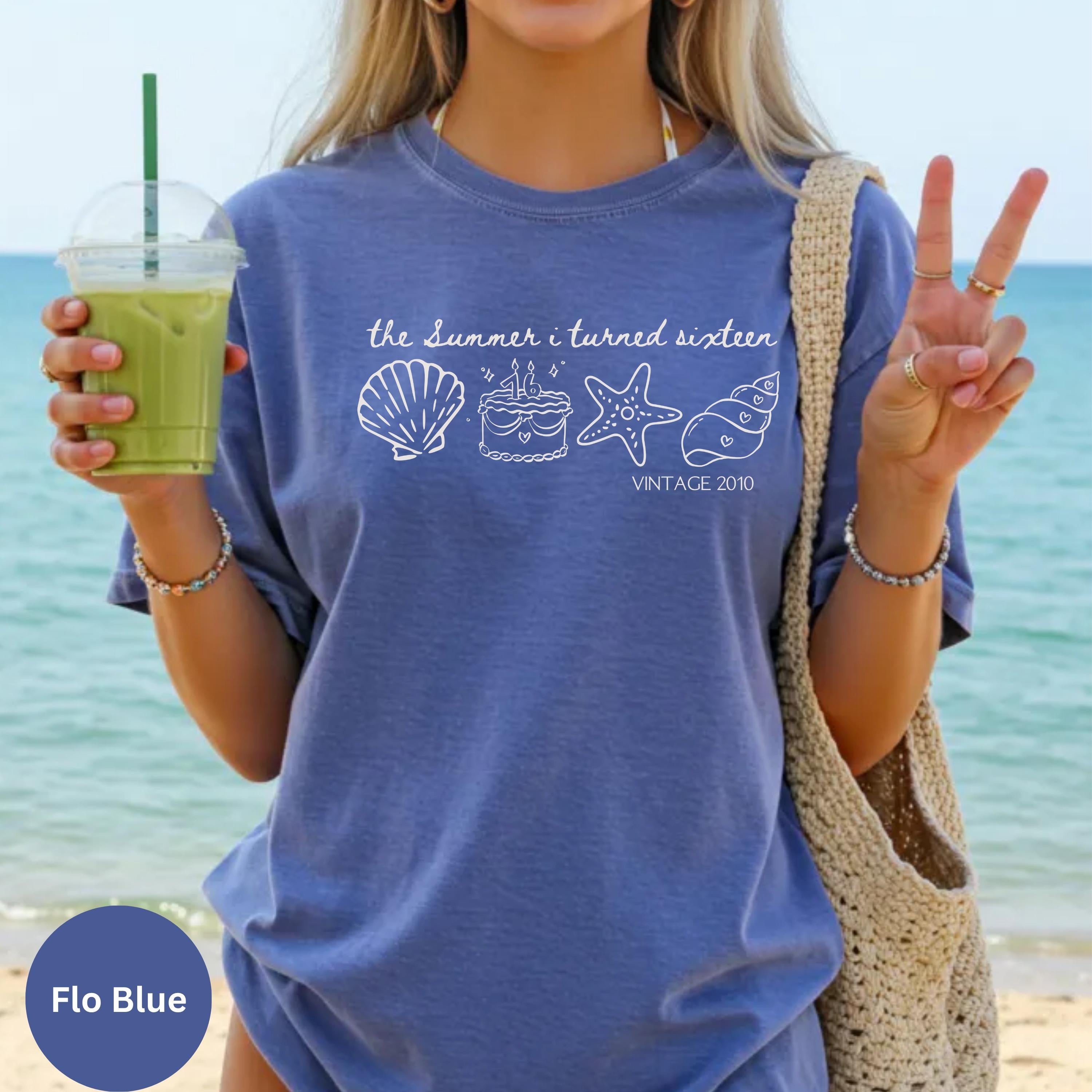 The Summer I Turned Sixteen Shirt, Vintage Birthday Tee,Custom Age Year Shirt,Beach Birthday Gift, Sweet 16 Party Shirt,Coastal Birthday Tee