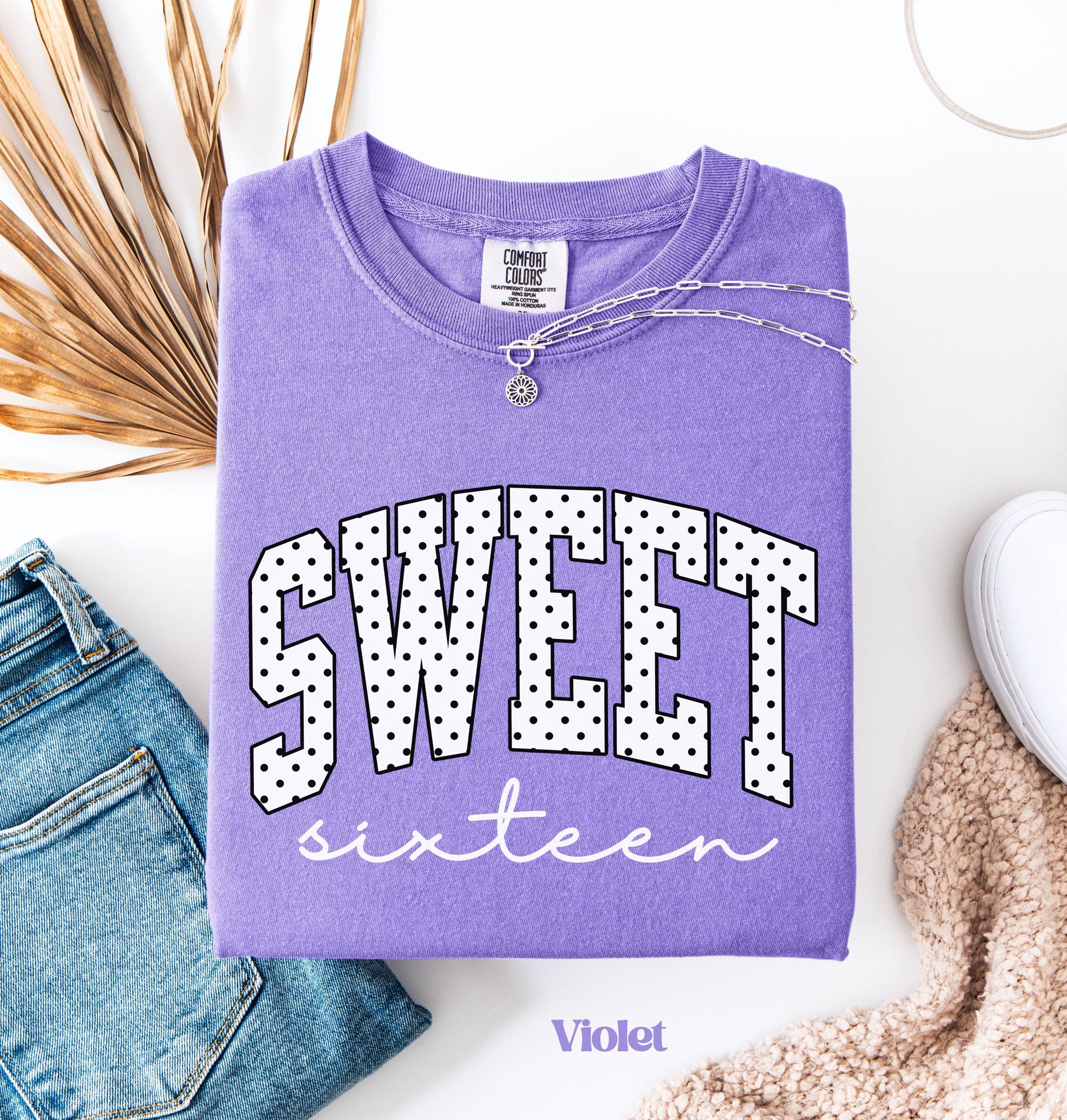 Polka Dot Sweet Sixteen Shirt, Comfort Colors® 16th Birthday Shirt, Girls Birthday Party Shirt, 16th Birthday Trip Shirt, Gift for Teen Girl