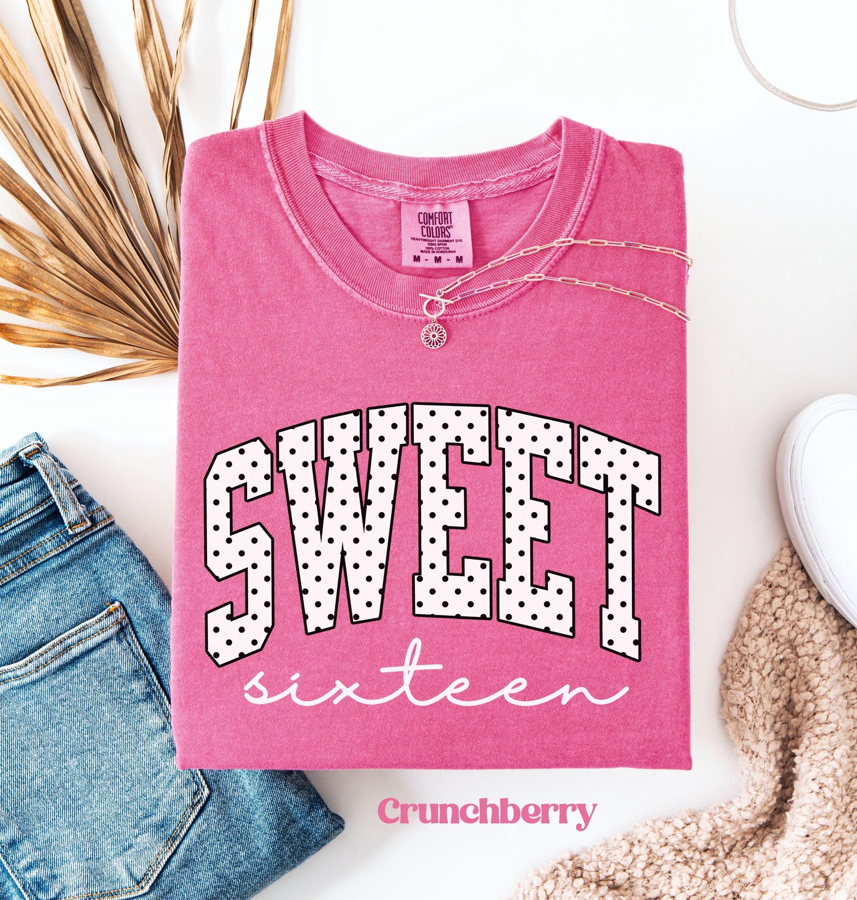 Polka Dot Sweet Sixteen Shirt, Comfort Colors® 16th Birthday Shirt, Girls Birthday Party Shirt, 16th Birthday Trip Shirt, Gift for Teen Girl
