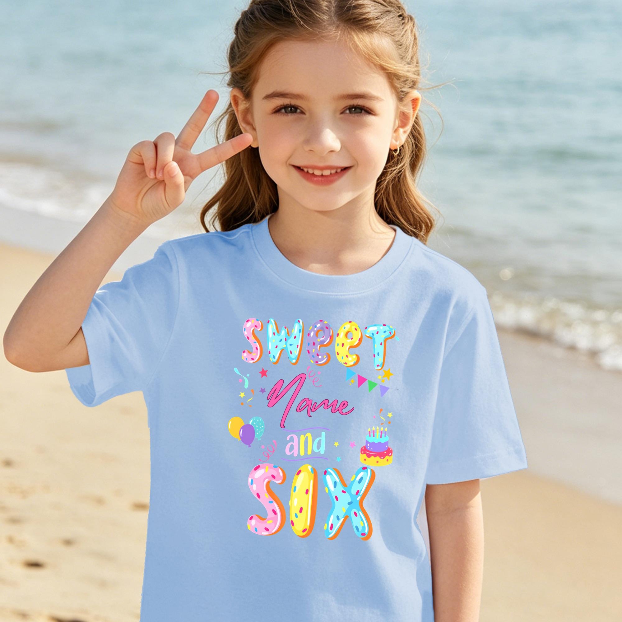 Sweet Age Birthday Shirt,Personalized Name Birthday Tee,6th Birthday Girl Shirt,Custom Birthday Outfit for Girls,Birthday Party T-Shirt